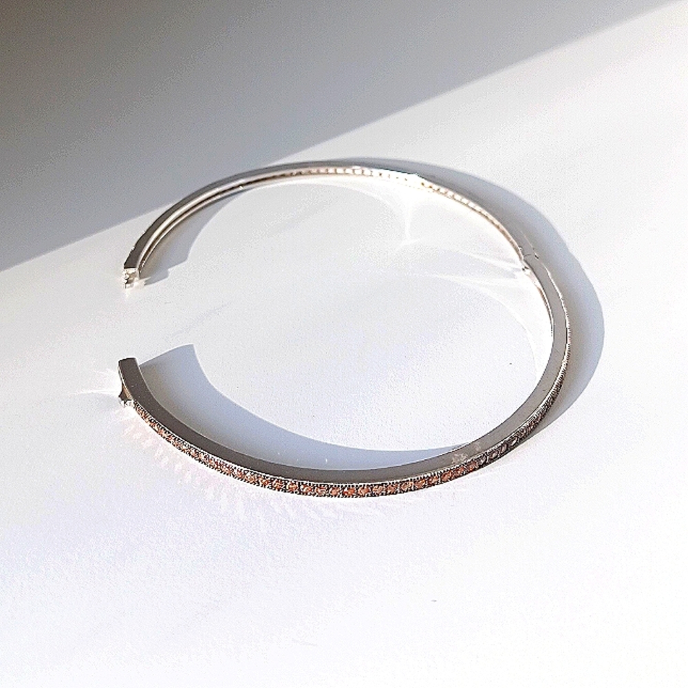 New special safety buckle solid 925 sterling silver & CZ bangle - Picture 3 of 5